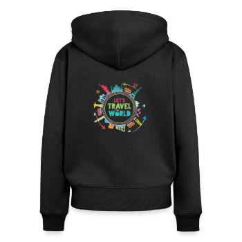 Travel the World I Bucket List I Urlaub & Reisen - Frauen Premium Bio Zip Hoodie - Schwarz - Hinten - Julia (174cm)