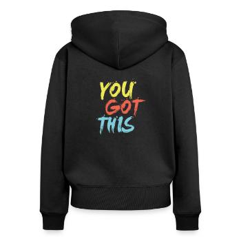 Du Schaffst Das - Frauen Premium Bio Zip Hoodie - Schwarz - Hinten - Julia (174cm)