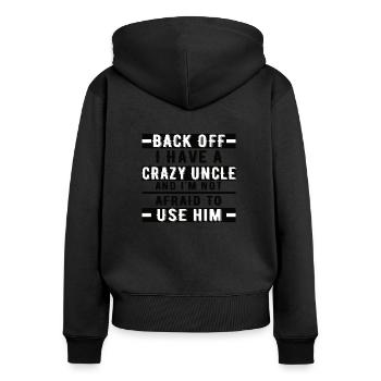 De retour, j’ai un oncle fou et moi - Sweat à capuche zippé Premium bio Femme - noir - Dos - Julia (174cm)