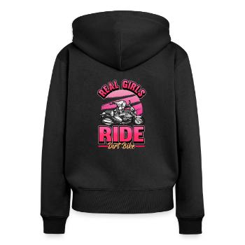 Moto fille femmes drôle cadeau de motard - Sweat à capuche zippé Premium bio Femme - noir - Dos - Julia (174cm)