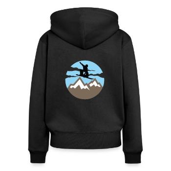 Snowboard - Frauen Premium Bio Zip Hoodie - Schwarz - Hinten - Julia (174cm)