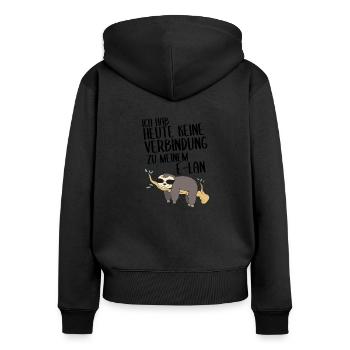 Keine Verbindung zum E-Lan Faultier - Frauen Premium Bio Zip Hoodie - Schwarz - Hinten - Julia (174cm)