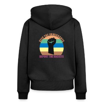 Immigration immigrants - Women's Premium Organic Zip Hoodie - black - Back - Julia (174cm)