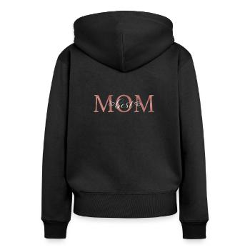 BEST MOM GESCHENK - Frauen Premium Bio Zip Hoodie - Schwarz - Hinten - Julia (174cm)