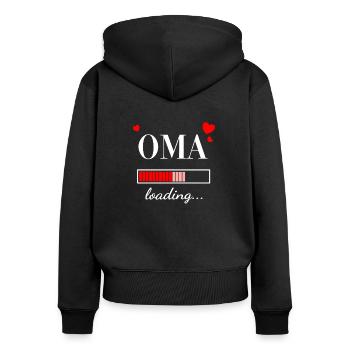 oma loading schwanger Schwangerschaft geschenk - Frauen Premium Bio Zip Hoodie - Schwarz - Hinten - Julia (174cm)