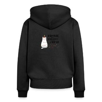 Frohe Weihnachten Und So Weihnachten Katze - Frauen Premium Bio Zip Hoodie - Schwarz - Hinten - Julia (174cm)
