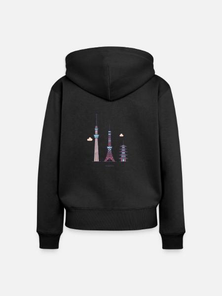 Tokio - Frauen Premium Bio Zip Hoodie - Schwarz