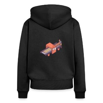 Motorisierte Sägewerksmaschine - Frauen Premium Bio Zip Hoodie - Schwarz - Hinten - Julia (174cm)