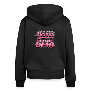 Schwangerschaft Oma Mama Lustig Baby Geschenk - Frauen Premium Bio Zip Hoodie - Schwarz - Hinten - Julia (174cm)