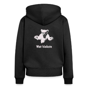 Berliner Bär Eisbär Wat KieksteBerlin Hauptstadt - Frauen Premium Bio Zip Hoodie - Schwarz - Hinten - Julia (174cm)
