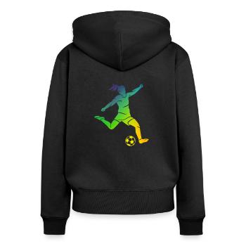 Frauenfußball Fußballspielerin - Frauen Premium Bio Zip Hoodie - Schwarz - Hinten - Julia (174cm)