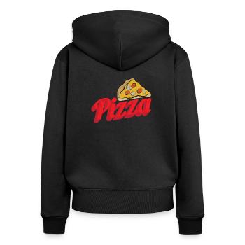 Pizza - Frauen Premium Bio Zip Hoodie - Schwarz - Hinten - Julia (174cm)