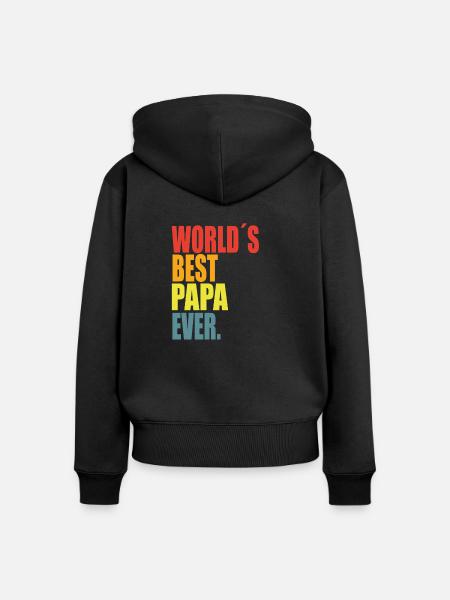 Bester Papa Spruch - Frauen Premium Bio Zip Hoodie - Schwarz