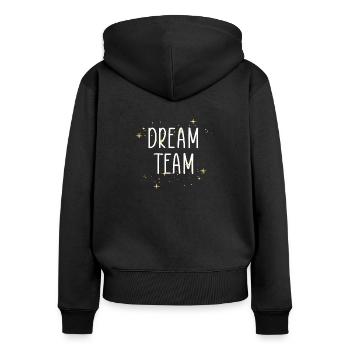 team dream team - Frauen Premium Bio Zip Hoodie - Schwarz - Hinten - Julia (174cm)