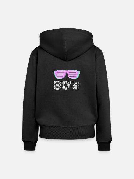 80er - Frauen Premium Bio Zip Hoodie - Schwarz