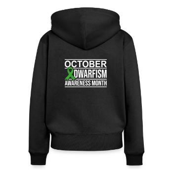 Grüne Schleife, Kleinwüchsige Bewusstsein - Frauen Premium Bio Zip Hoodie - Schwarz - Hinten - Julia (174cm)