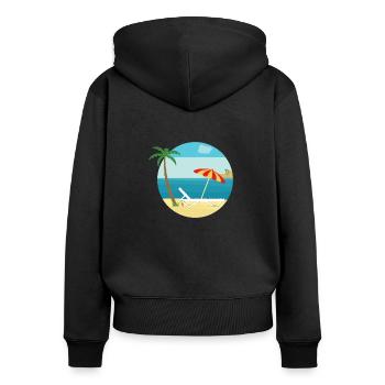 voyager - Sweat à capuche zippé Premium bio Femme - noir - Dos - Julia (174cm)