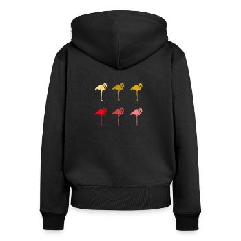 Flamingo coloré coloré - Sweat à capuche zippé Premium bio Femme - noir - Dos - Julia (174cm)