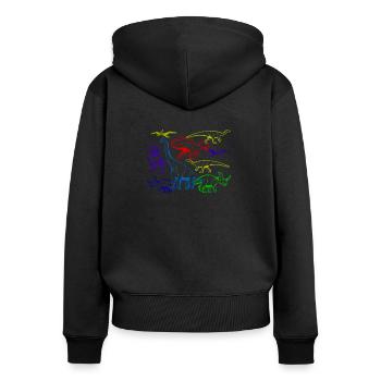 Dino-Modelle - Frauen Premium Bio Zip Hoodie - Schwarz - Hinten - Julia (174cm)
