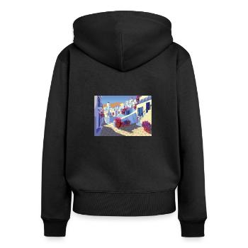 Griechenland - Frauen Premium Bio Zip Hoodie - Schwarz - Hinten - Julia (174cm)