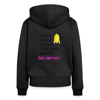 CHIANTE, RALEUSE - Sweat à capuche zippé Premium bio Femme - noir - Dos - Julia (174cm)