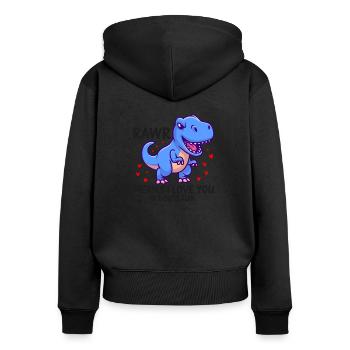 Valentinstag - Frauen Premium Bio Zip Hoodie - Schwarz - Hinten - Julia (174cm)