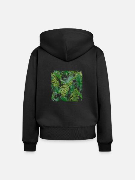 Tropical leaves - Frauen Premium Bio Zip Hoodie - Schwarz
