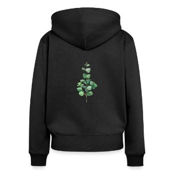 Green Eucalyptus - Frauen Premium Bio Zip Hoodie - Schwarz - Hinten - Julia (174cm)