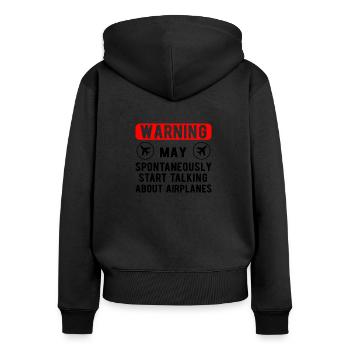Aviation Airline Pilot Gift parle des avions - Sweat à capuche zippé Premium bio Femme - noir - Dos - Julia (174cm)