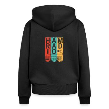 Ham radio operator amateur radio vintage - Women's Premium Organic Zip Hoodie - black - Back - Julia (174cm)