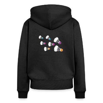 badminton - Sweat à capuche zippé Premium bio Femme - noir - Dos - Julia (174cm)