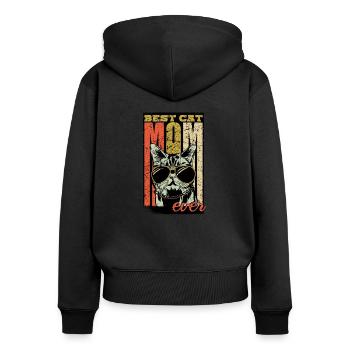 Best cat mom ever. Cat mom. Cat gift - Women's Premium Organic Zip Hoodie - black - Back - Julia (174cm)