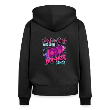 Danseur de danse hip hop breakdance disant cadeau - Sweat à capuche zippé Premium bio Femme - noir - Dos - Julia (174cm)