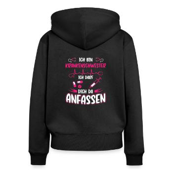 Krankenschwester Lustig Arzthelferin Geschenk - Frauen Premium Bio Zip Hoodie - Schwarz - Hinten - Julia (174cm)