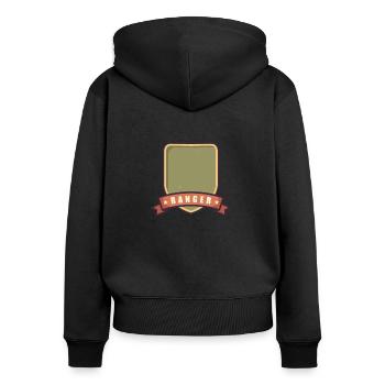 Ranger-Abzeichen - Frauen Premium Bio Zip Hoodie - Schwarz - Hinten - Julia (174cm)