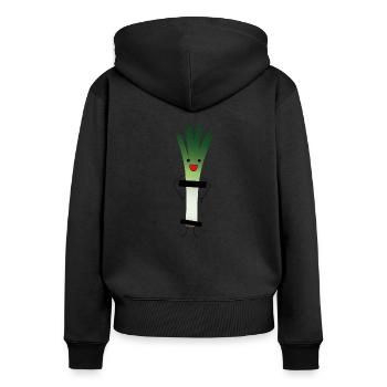 Nackter Lauch - Frauen Premium Bio Zip Hoodie - Schwarz - Hinten - Julia (174cm)