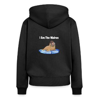 Ich bin das Walross - ich bin das Walross - Frauen Premium Bio Zip Hoodie - Schwarz - Hinten - Julia (174cm)