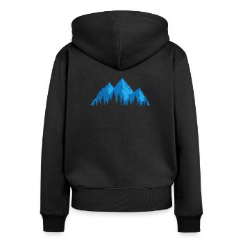 Berge Blau schwarz - Frauen Premium Bio Zip Hoodie - Schwarz - Hinten - Julia (174cm)
