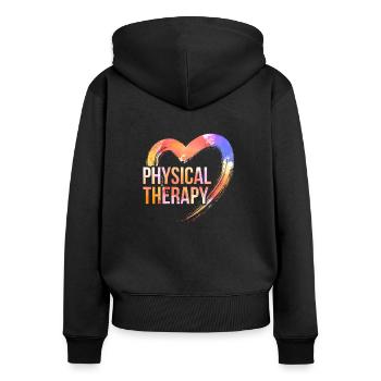 Leidenschaft Physiotherapie - Frauen Premium Bio Zip Hoodie - Schwarz - Hinten - Julia (174cm)