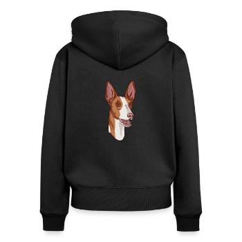 Podenco dog head portrait - Women's Premium Organic Zip Hoodie - black - Back - Julia (174cm)