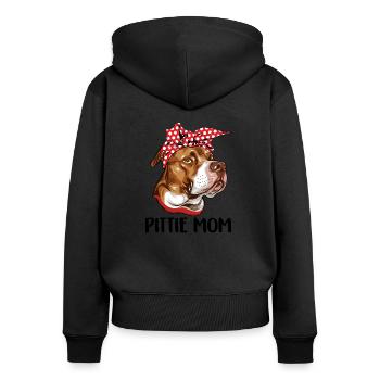 Pittie Mom Shirt Mignon Pitbull Chien Maman Shirt Pet - Sweat à capuche zippé Premium bio Femme - noir - Dos - Julia (174cm)