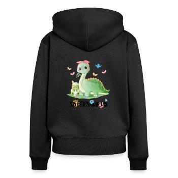 Sistersaurus Grande Sœur 2021 Cadeau - Sweat à capuche zippé Premium bio Femme - noir - Dos - Julia (174cm)