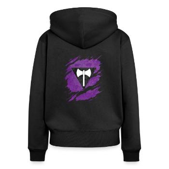 Lesben Labrys Pride Flag Ripped Reveal - Frauen Premium Bio Zip Hoodie - Schwarz - Hinten - Julia (174cm)