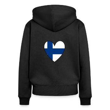 Finnland Herz - Frauen Premium Bio Zip Hoodie - Schwarz - Hinten - Julia (174cm)