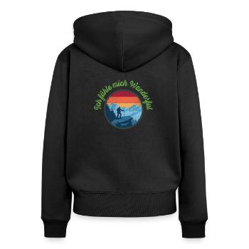 Ich fühle mich Wanderful - Frauen Premium Bio Zip Hoodie - Schwarz - Hinten - Julia (174cm)