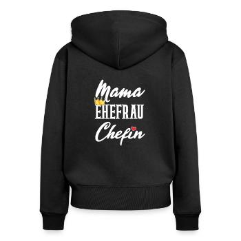 Mama Ehefrau Chefin Muttertagsgeschenk Muttertag - Frauen Premium Bio Zip Hoodie - Schwarz - Hinten - Julia (174cm)