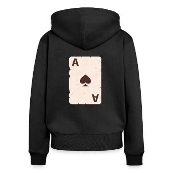 Poker Pokern Pokerspieler Geschenk Pik Ass - Frauen Premium Bio Zip Hoodie - Schwarz - Hinten - Julia (174cm)