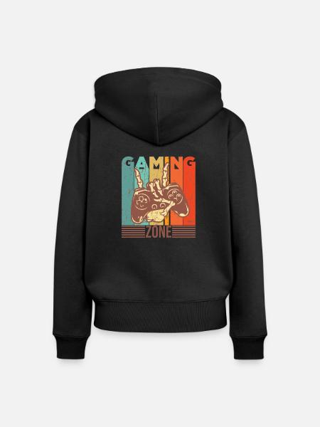 Lustiger Spruch Gaming Zone - Frauen Premium Bio Zip Hoodie - Schwarz