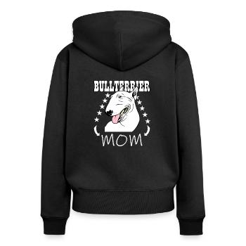 Bull Terrier Mom Bull terrier dog dog - Women's Premium Organic Zip Hoodie - black - Back - Julia (174cm)