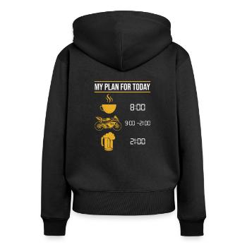 Motard - Sweat à capuche zippé Premium bio Femme - noir - Dos - Julia (174cm)